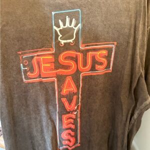 Brown Graphic T-Shirt with Neon Design